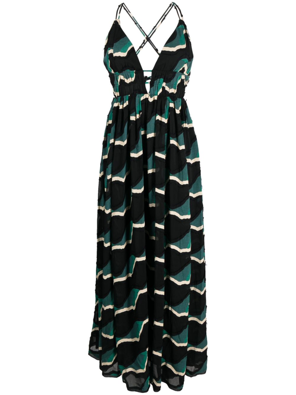 Shop Ulla Johnson Geometric-pattern Print V-neck Dress In Black