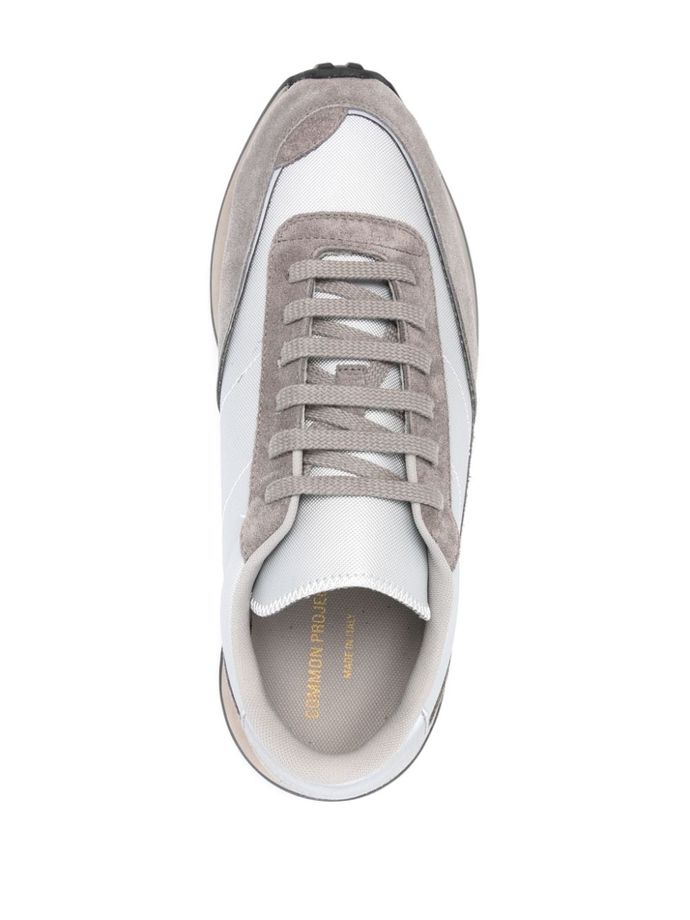 Shop Common Projects Reflective-panel Suede Sneakers In Grey