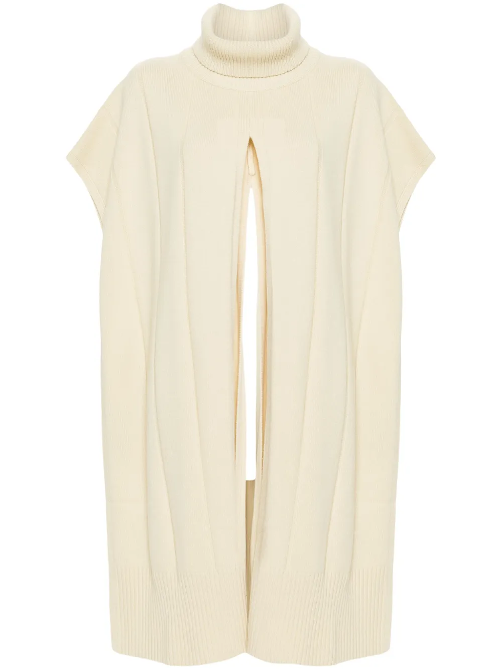 Joseph Roll-neck Wool Poncho In Yellow