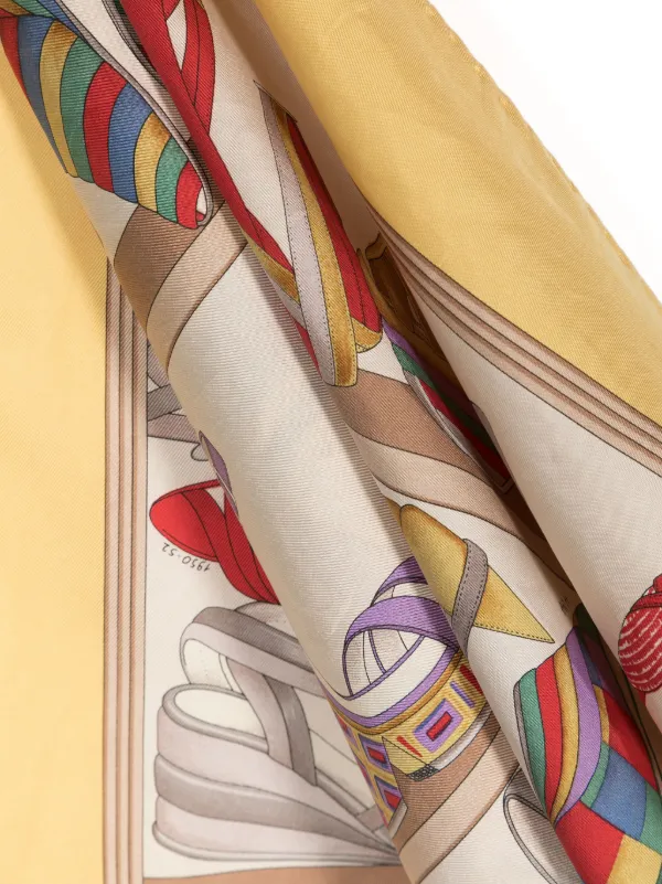 Ferragamo Pre-Owned shoe-print Silk Scarf | Yellow | FARFETCH
