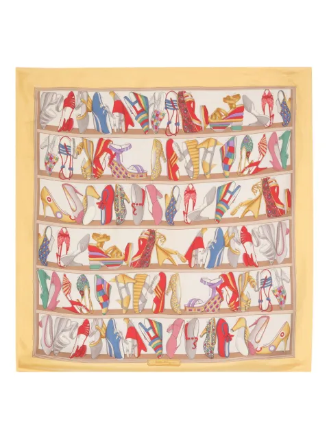 Ferragamo Pre-Owned shoe-print silk scarf