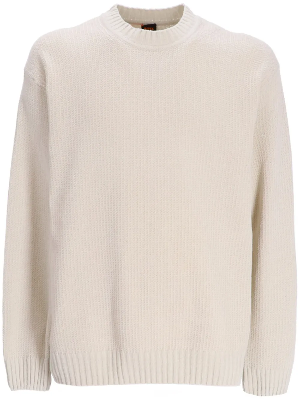BOSS pull en coton à design nervuré | tons neutres | Image 1
