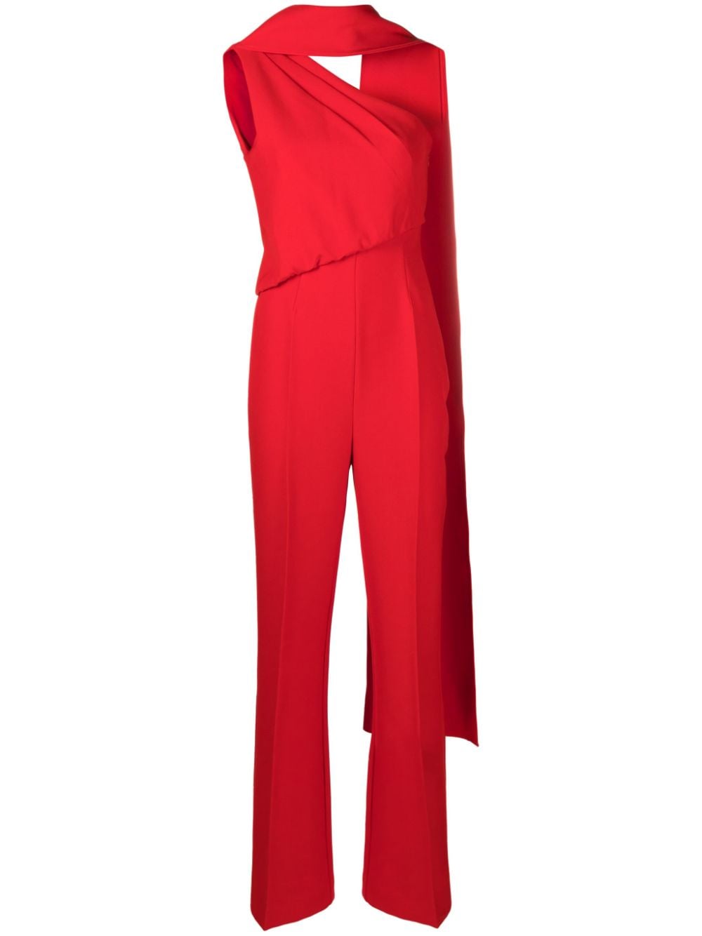 Shop Roland Mouret Asymmetric One-shoulder Jumpsuit In Red