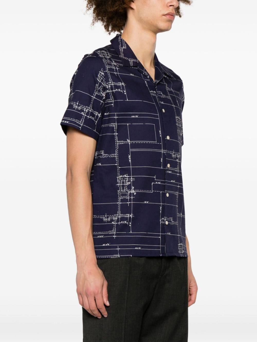 Shop Ps By Paul Smith Graphic-print Camp-collar Shirt In Blue