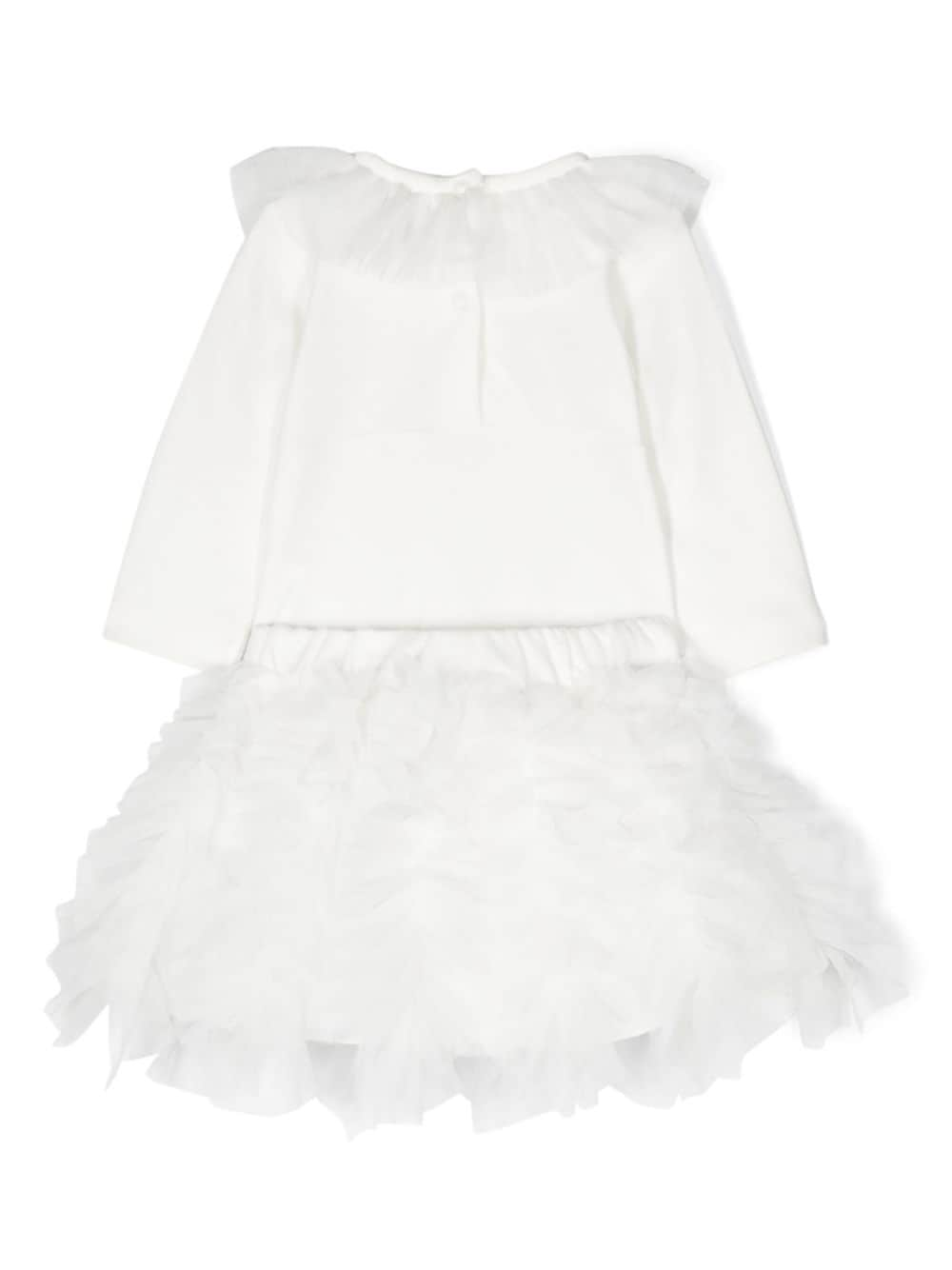 Shop Monnalisa Tulle-overlay Skirt Set In White