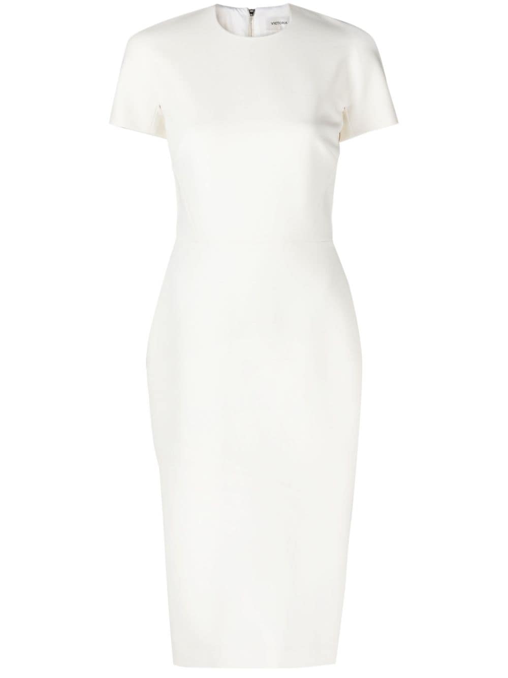 Victoria Beckham Crepe Midi Dress In Ivory