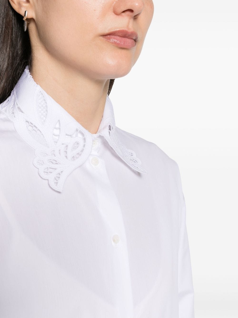 Shop Ermanno Scervino Lace-detailing Cotton Shirt In Weiss
