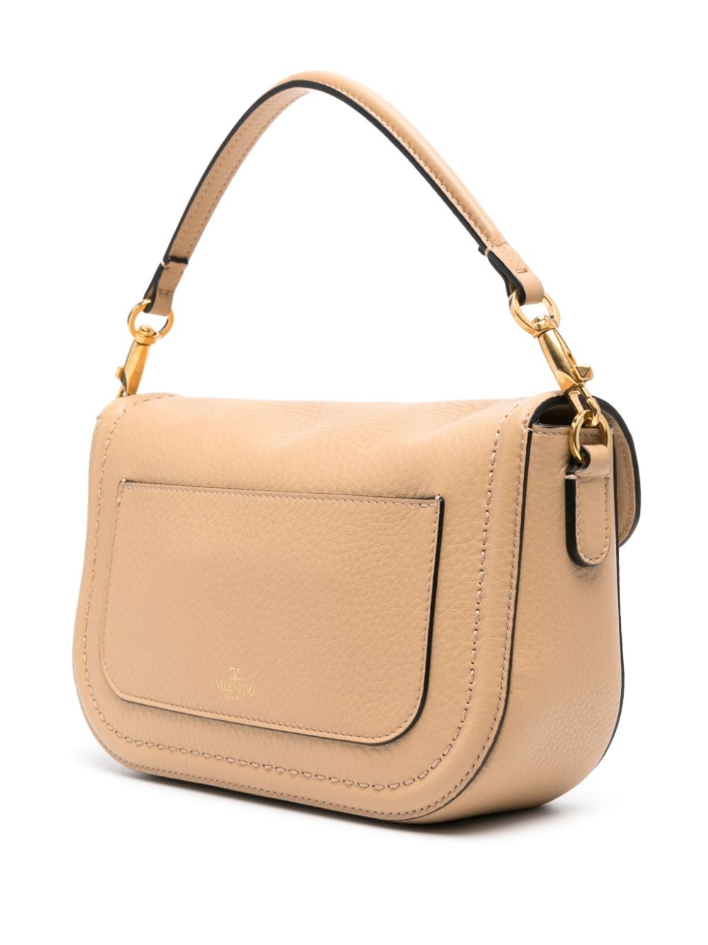 Shop Valentino Alltime Leather Crossbody Bag In Neutrals