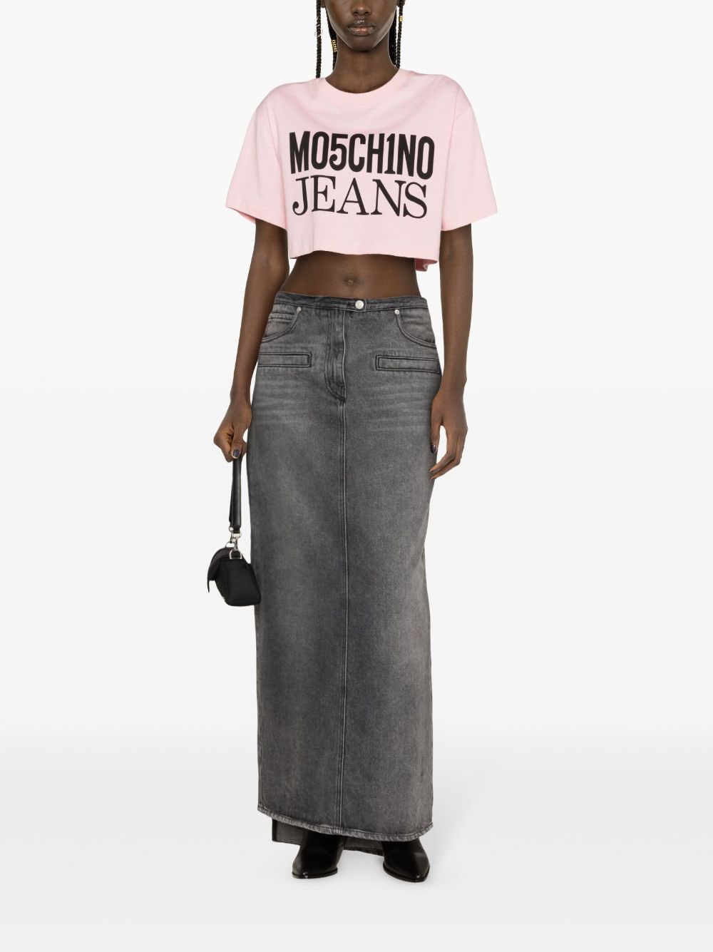Image 2 of MOSCHINO JEANS logo-print cotton crop top