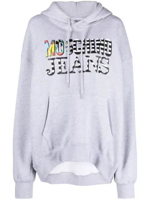 MOSCHINO JEANS logo-print cotton hoodie