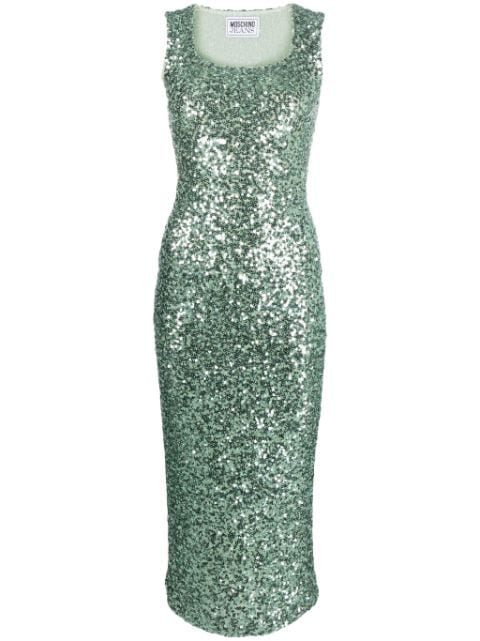 MOSCHINO JEANS cut-out sequined midi dress