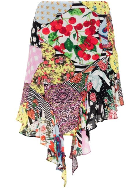 MOSCHINO JEANS ruffled graphic-print miniskirt