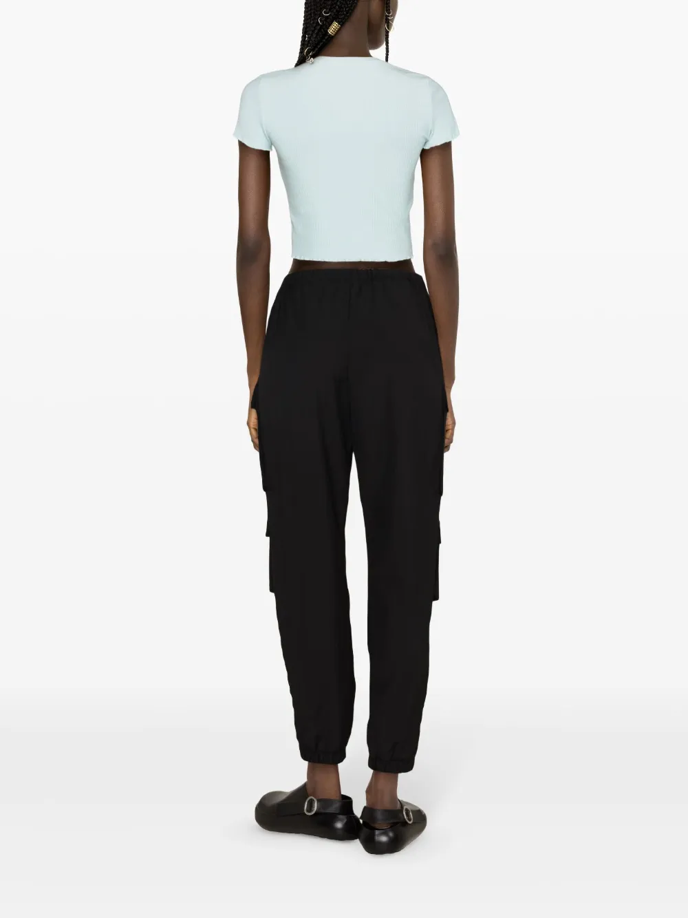 Moschino Jeans Logo-appliqué Cropped T-shirt In Blue
