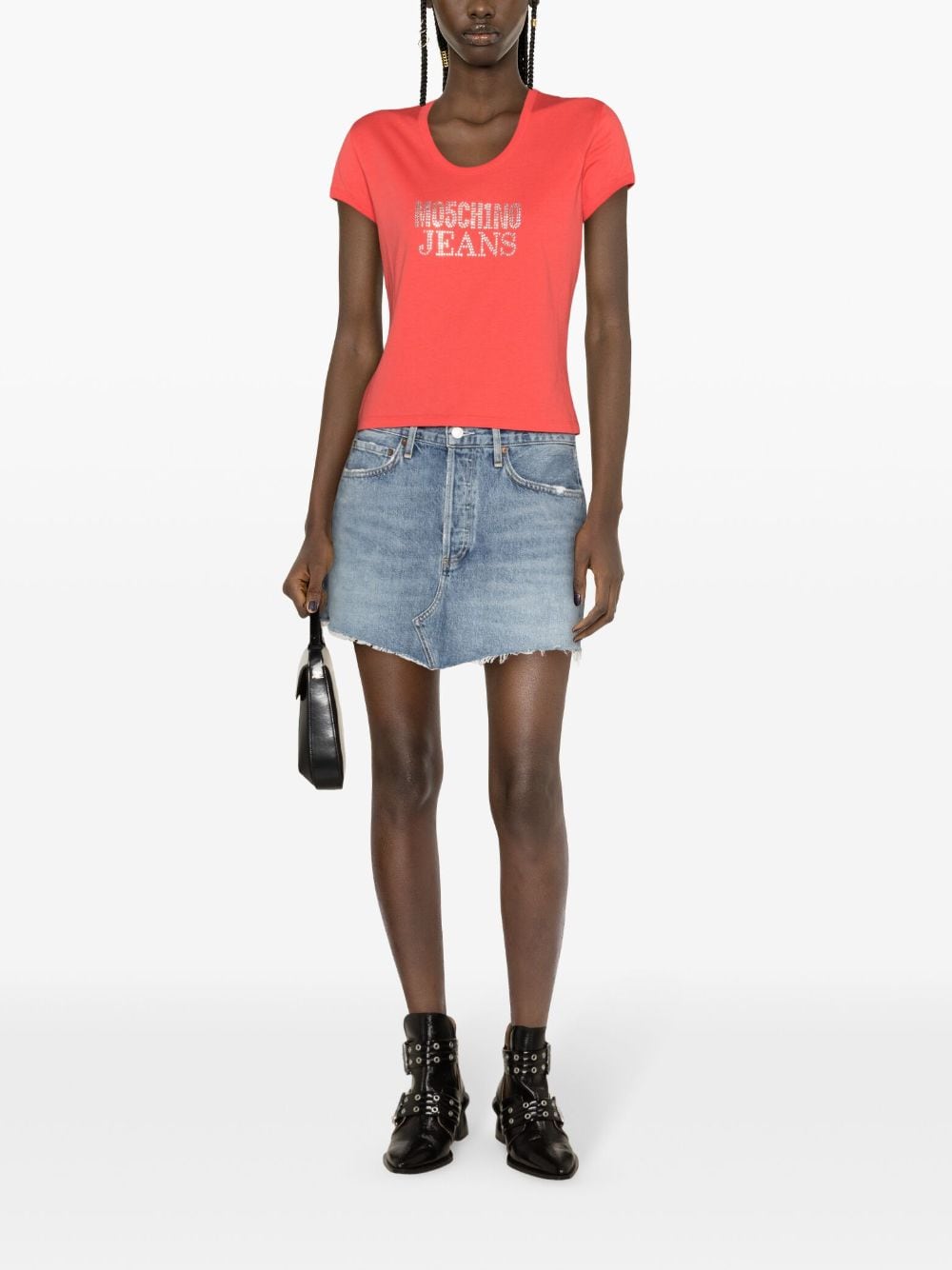 MOSCHINO JEANS Katoenen cropped top met logo - Roze