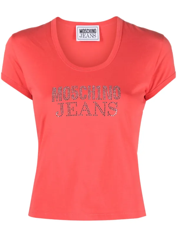 Tシャツ・カットソー MOSCHINO JEANS Woman T-Shirt Pink 07113262 0222 MOSCHINO JEANS logo-print T-shirt | Pink | FARFETCH IL