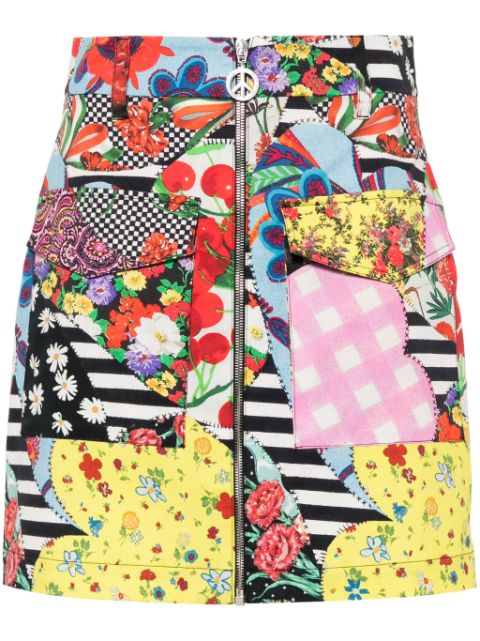 MOSCHINO JEANS graphic-print zipped miniskirt