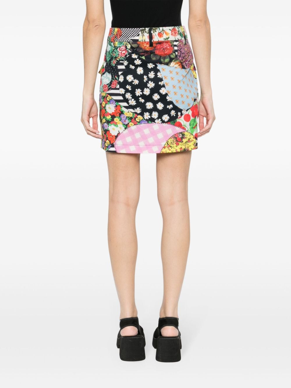 Shop Moschino Graphic-print Zipped Miniskirt In Black
