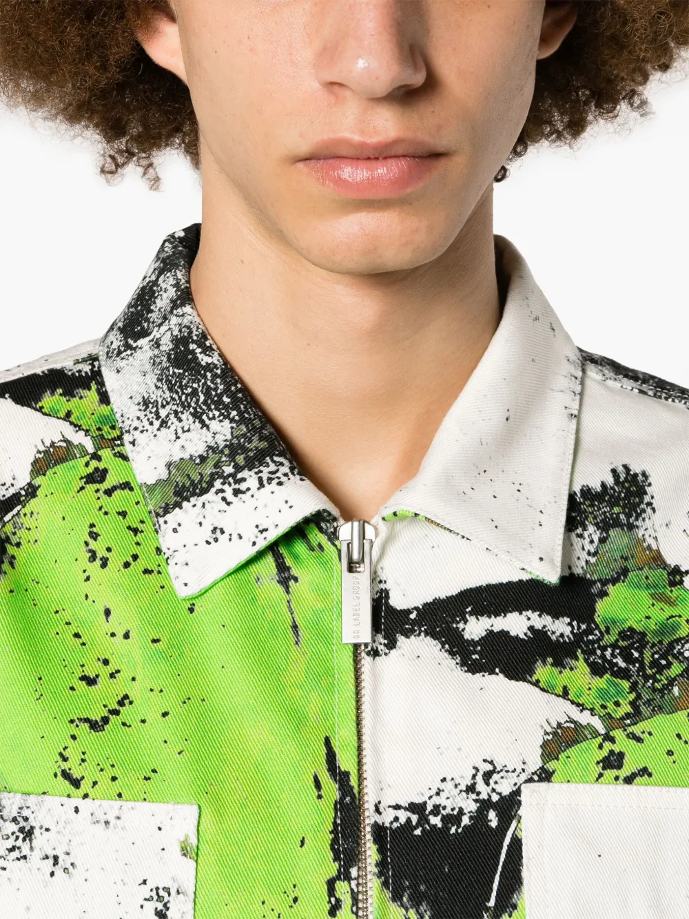 Corrosive-Print Denim Jacket