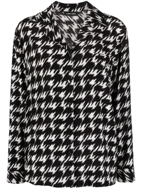 ANINE BING houndstooth-print crepe blouse