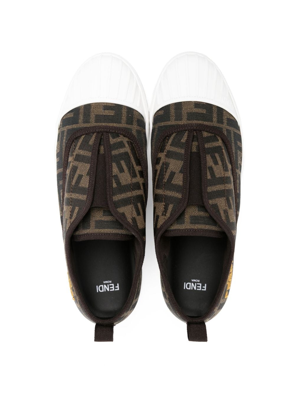 Shop Fendi Monogram-pattern Slip-on Sneakers In Brown