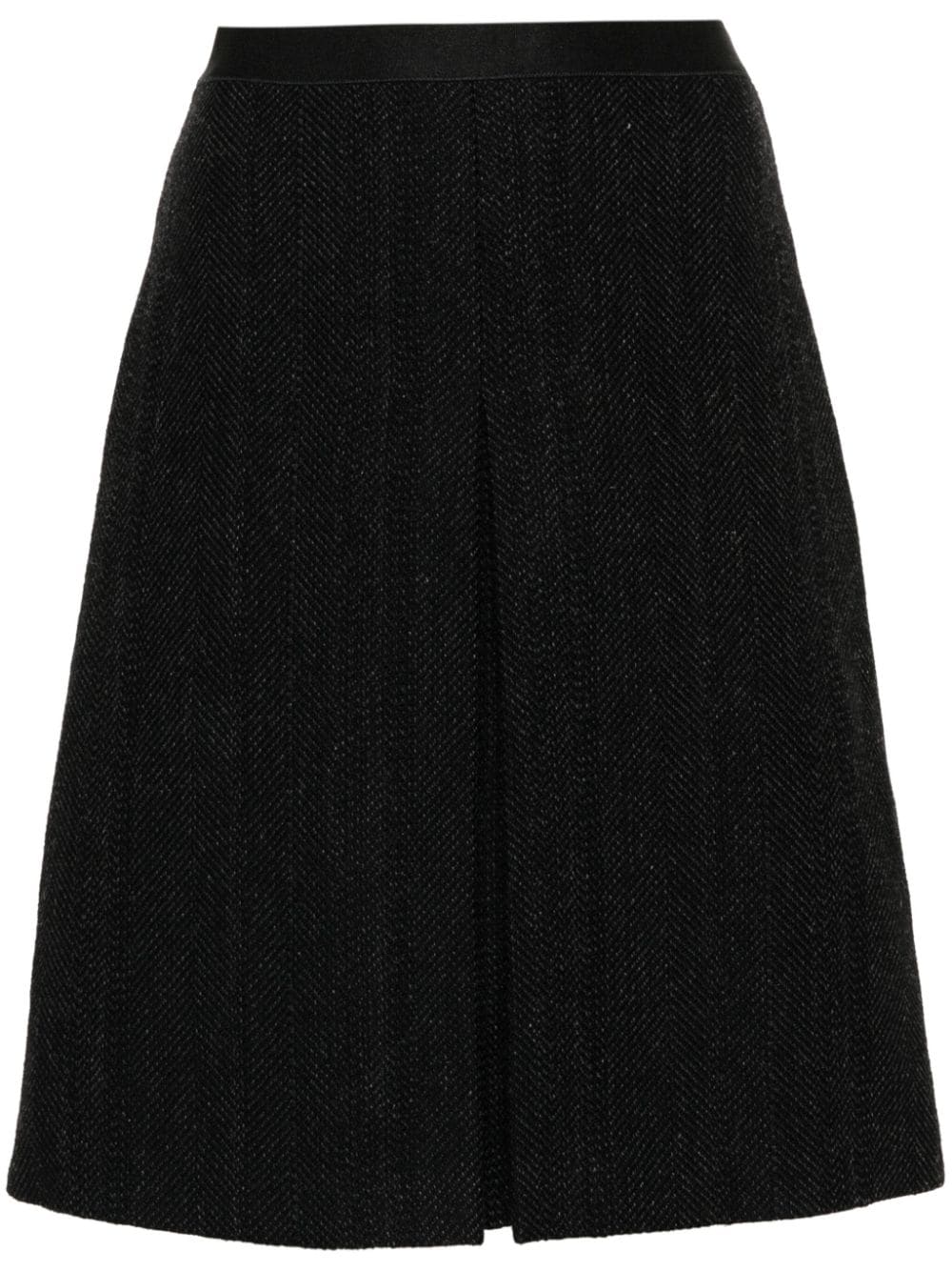 Pre-owned Miu Miu 2000s Tweed Flared Midi Skirt In 黑色