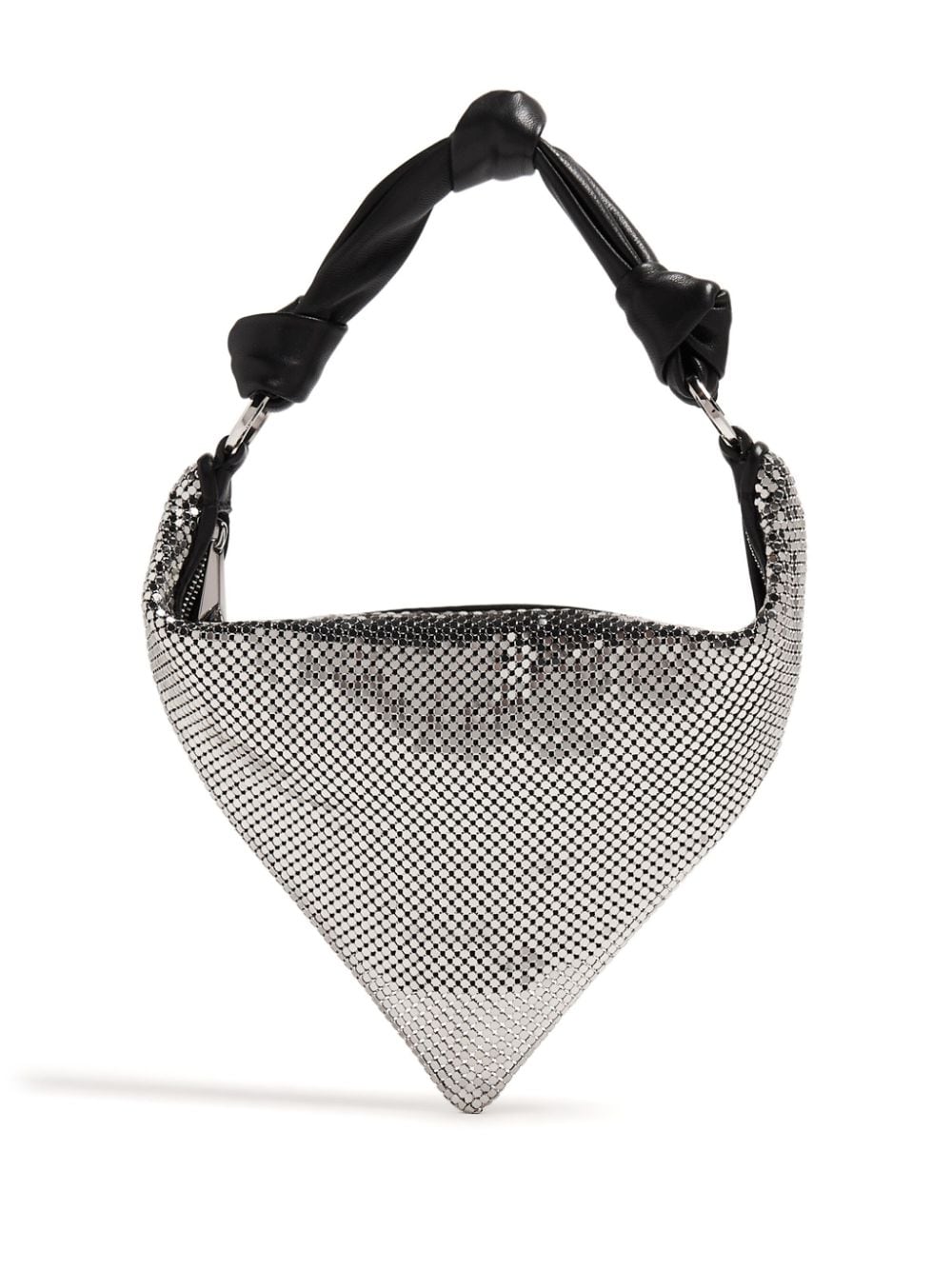 Shop Amina Muaddi Mini Cameron Mesh Shoulder Bag In Silver