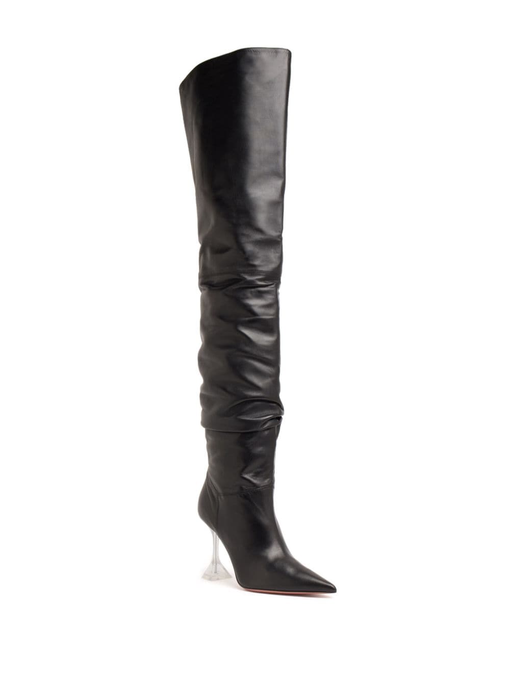 Shop Amina Muaddi Olivia 95mm Thigh-high Boots In Black
