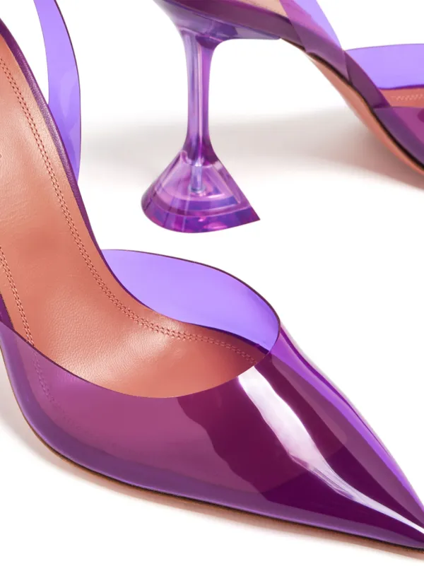Amina Muaddi Holli Glass 95mm Slingback Pumps Purple FARFETCH