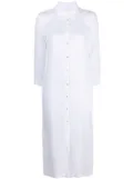 120% Lino linen maxi shirt dress - White