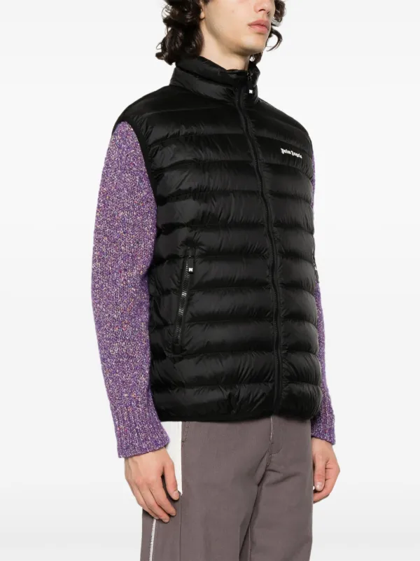 【関税&送料込】Palm Angels Black Nylon Vest Palm Angels logo-print Padded Gilet | Black | FARFETCH
