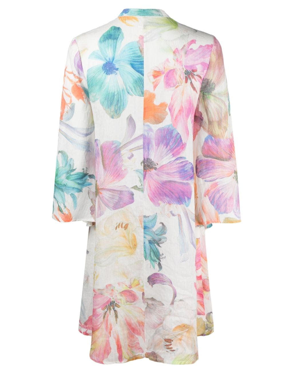 Shop 120% Lino Floral-print Linen Dress In Rosa