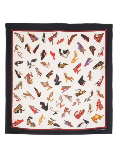 Ferragamo Pre-Owned shoe-print silk scarf