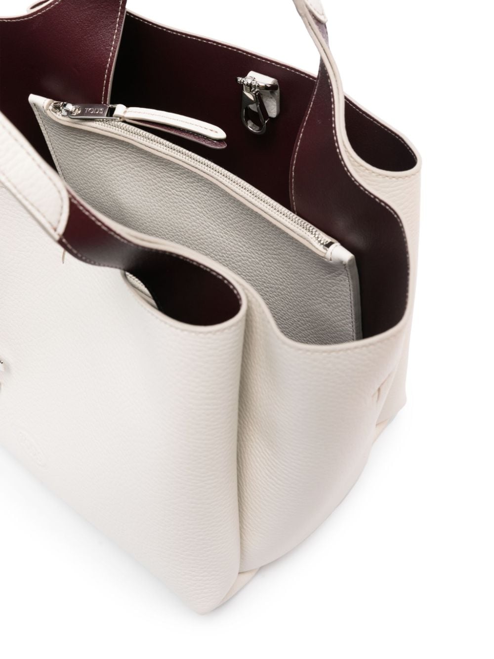 Shop Tod's Mini Leather Tote Bag In White