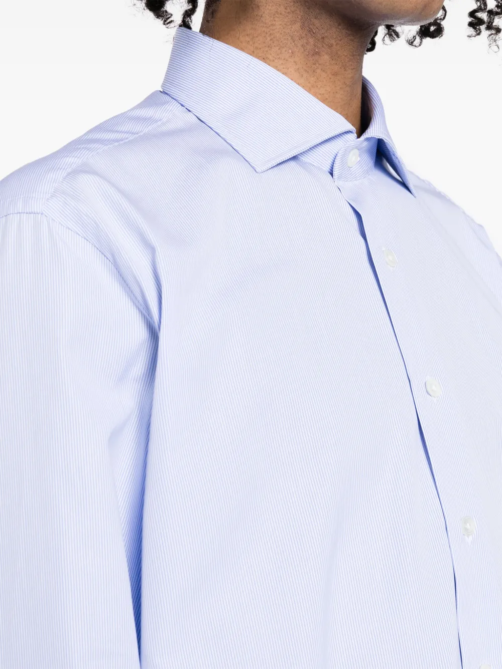 Lardini Striped Cotton-poplin Shirt In Blue