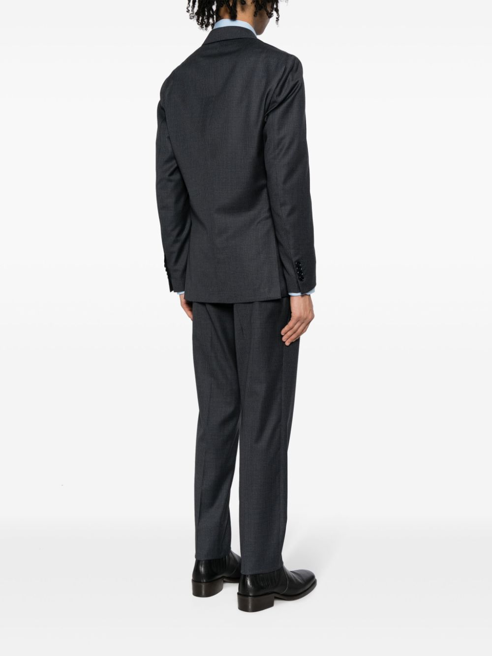 Shop Lardini Checked Peak-lapels Single-breasted Suit In Grey