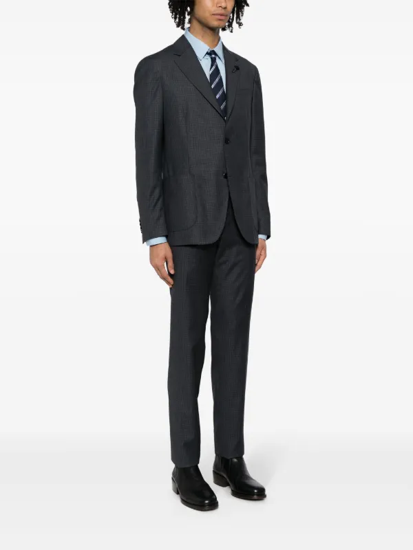 Lardini チェック ピークドラペル シングルスーツ | グレー | FARFETCH JP