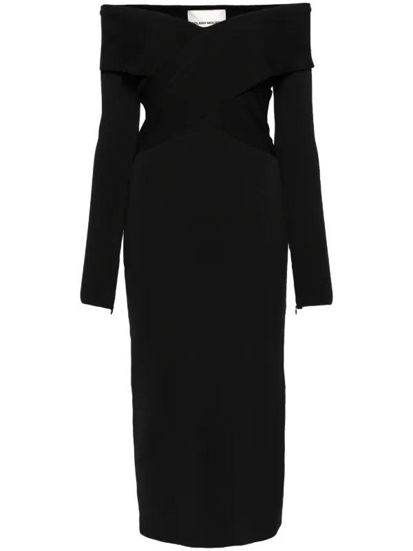 Roland mouret black outlet and white dress