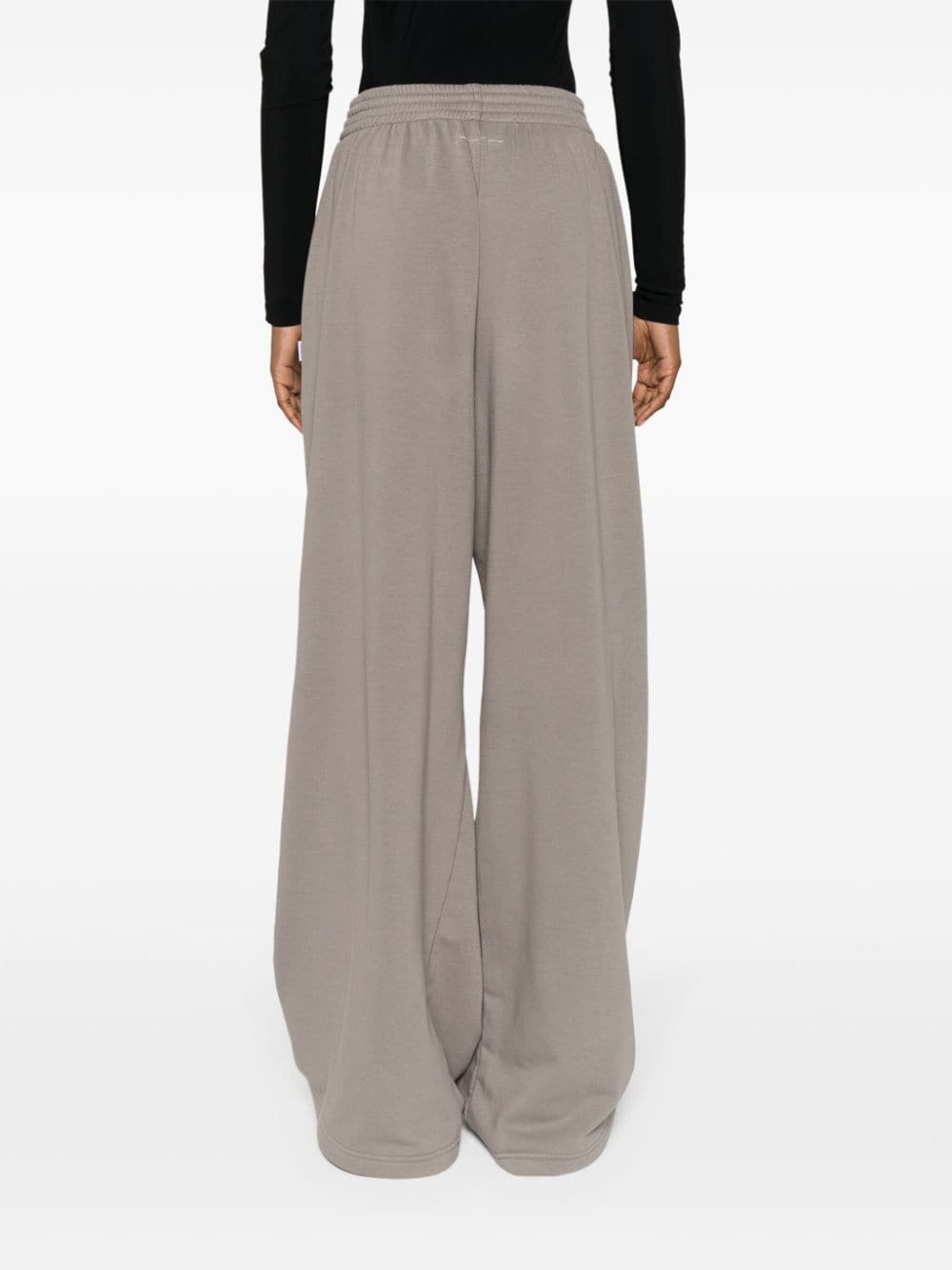 Shop Mm6 Maison Margiela High-waisted Cotton Flared Trousers In Grey