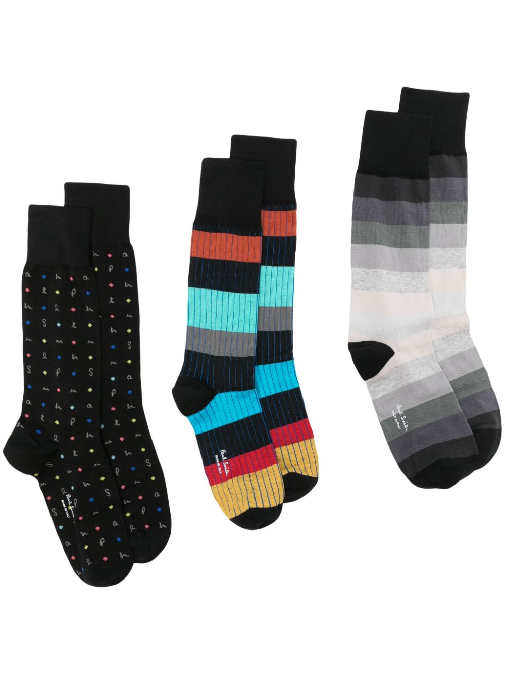Paul Smith Drie paar sokken van katoenblend met patroon Zwart