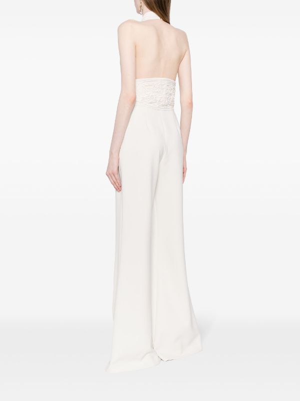 Elie saab sleeveless discount embroidered jumpsuit real real