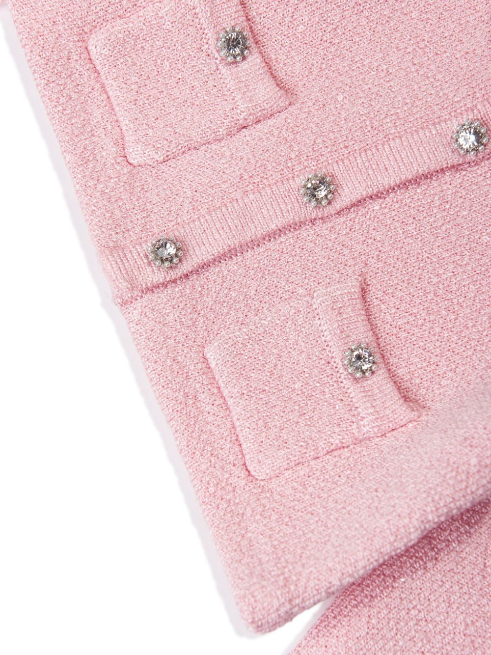 Shop Self-portrait Faux-fur Collar Ribbed-knit Cardigan In Pink