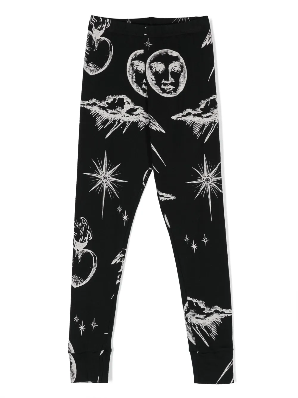 Nununu Kids' Abstract-print Cotton Leggings In Black