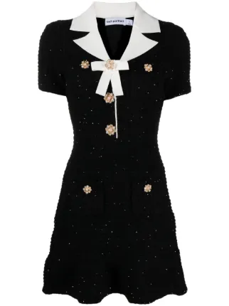 Self-Portrait Embellished Boucl Minidress | Black | FARFETCH EG