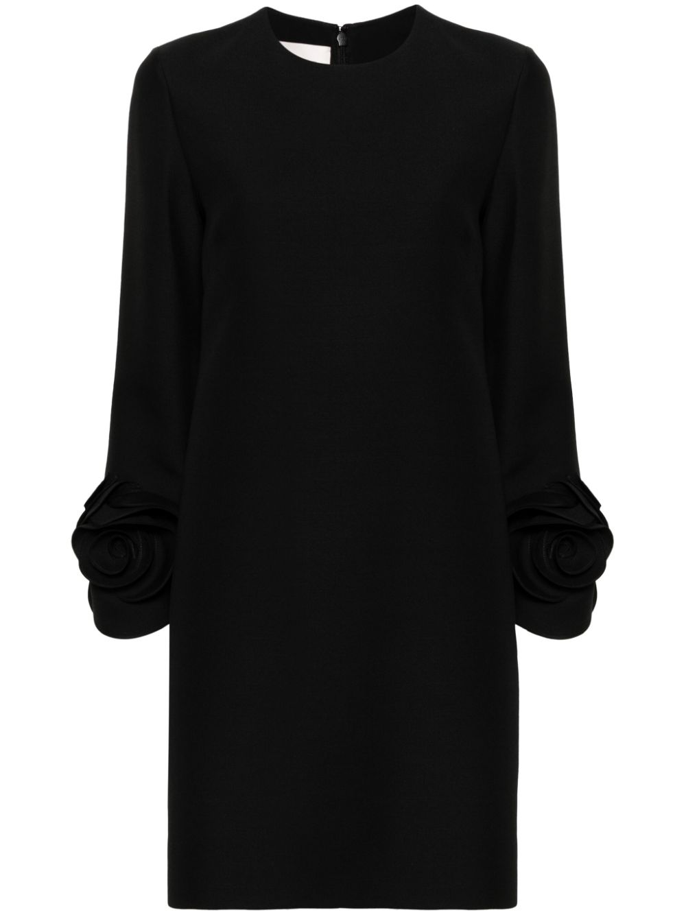 Valentino Rose-appliqué Dress In Black