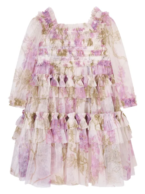 NEEDLE & THREAD KIDS Wisteria floral-print ruffled dress