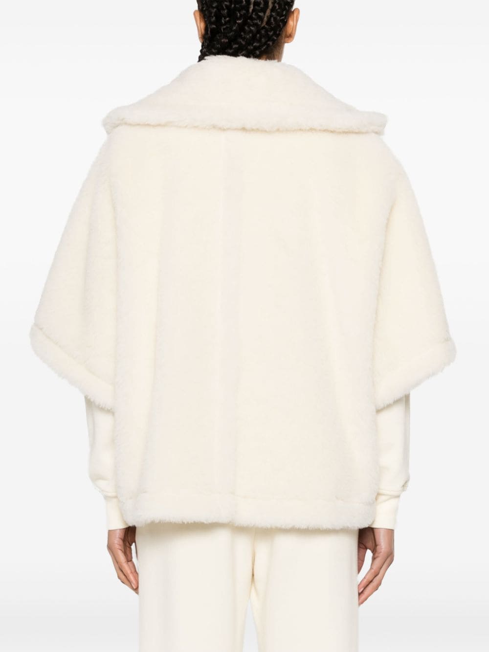 Shop Max Mara Teddy Faux-shearling Short Cloak In White