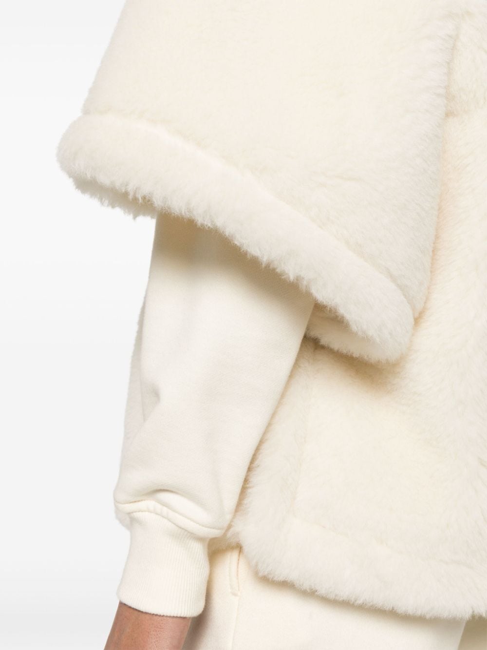 Shop Max Mara Teddy Faux-shearling Short Cloak In White