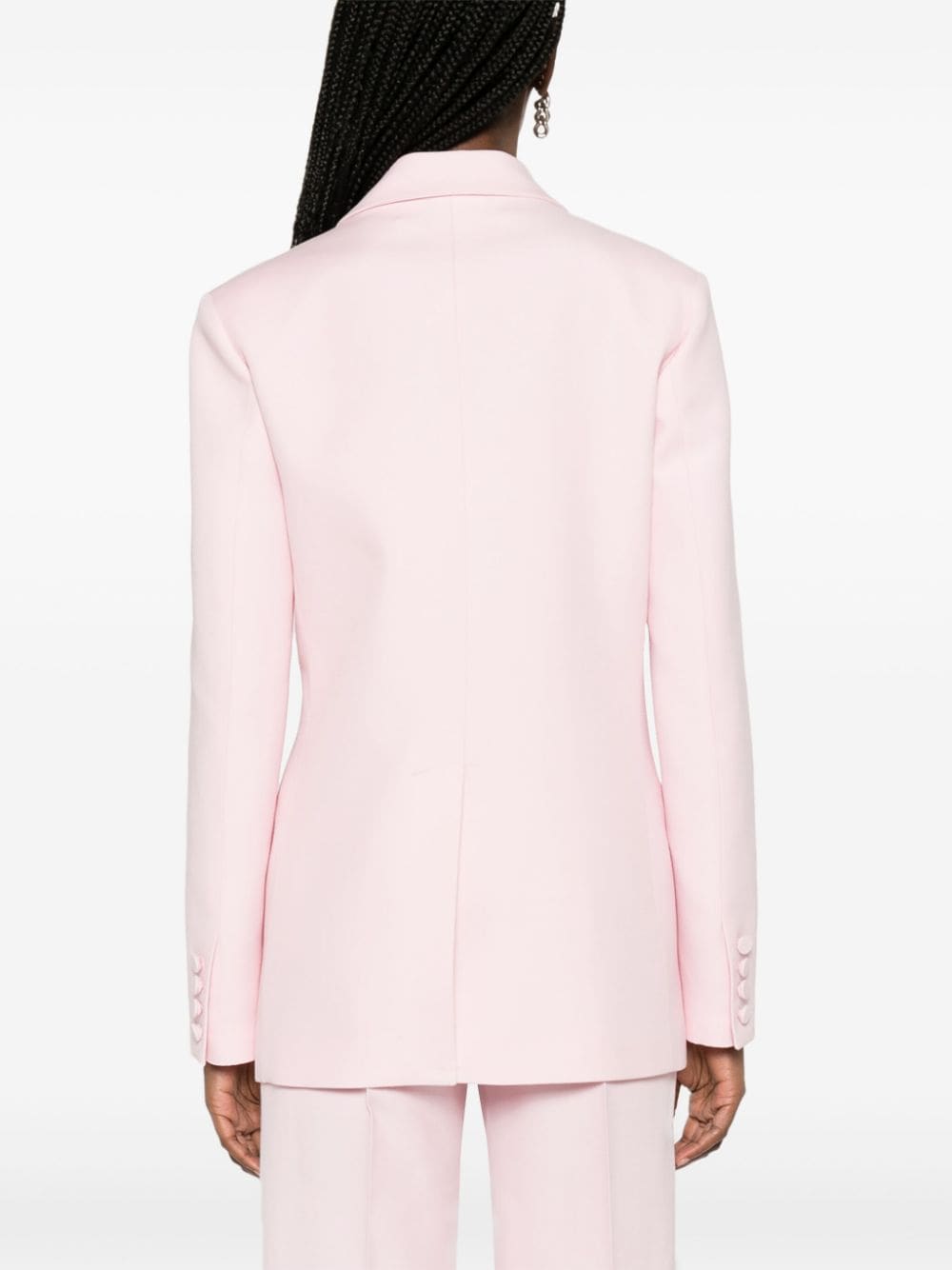 Shop Valentino Double-breasted Crepe Blazer In Pink