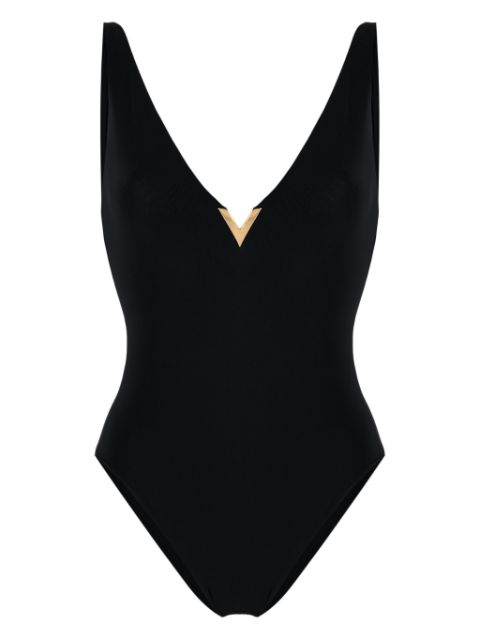 Valentino Garavani logo-plaque V-neck swimsuit