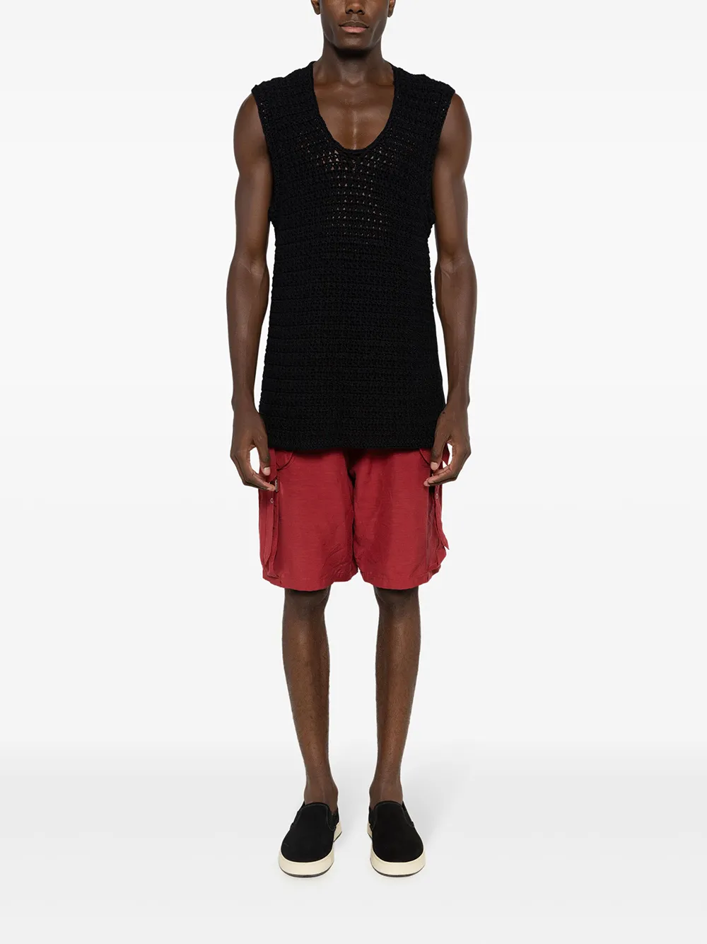 Shop Amir Slama X Mahaslama Round-neck Crocheted Tank In Black